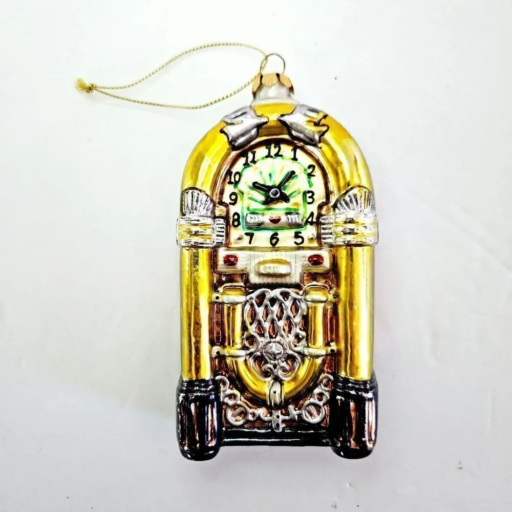 Vintage Blown Glass '50s JukeBox Record Radio Metallic Christmas Tree Ornament